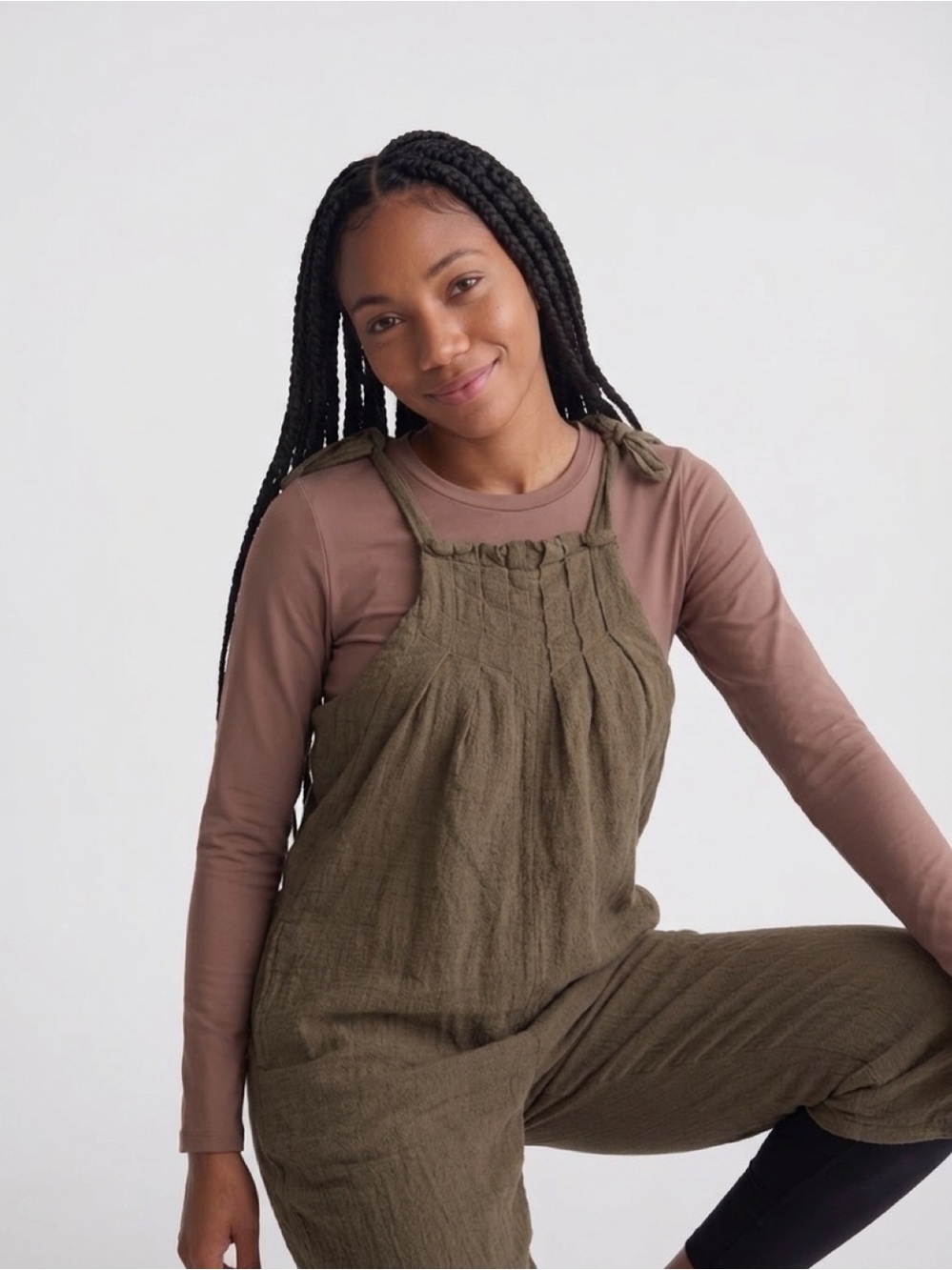 DownEast Olive Textured Strappy Jumpsuit